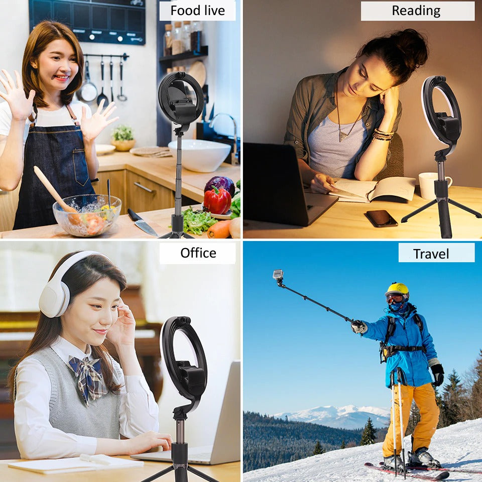 Portable 4-in-1 Selfie Stick with Tripod & LED